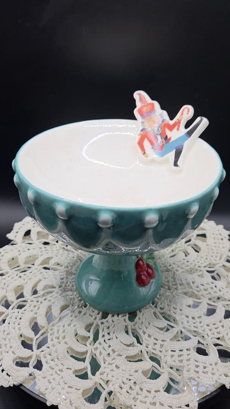 Mint Green Jingle Mingle Nutcracker Hand Painted Candy Bowl